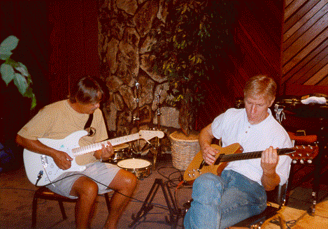 Fred Bing and Tom Woliver work out leads